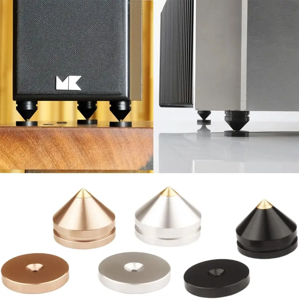 Aluminium Alloy Metal Audio Speaker Feet Pad Shoes Spike Shock Absorber Bookshelf Pads Spikes Cone Floor Foot Nail