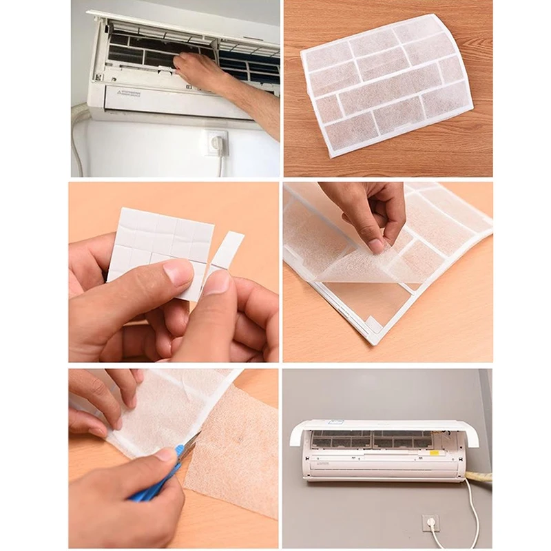 10Pcs Air Conditioning Filters Wind Outlet Cover Self-Adhesion Cuttable Air Conditioner Purifying Filter Net 40X35cm