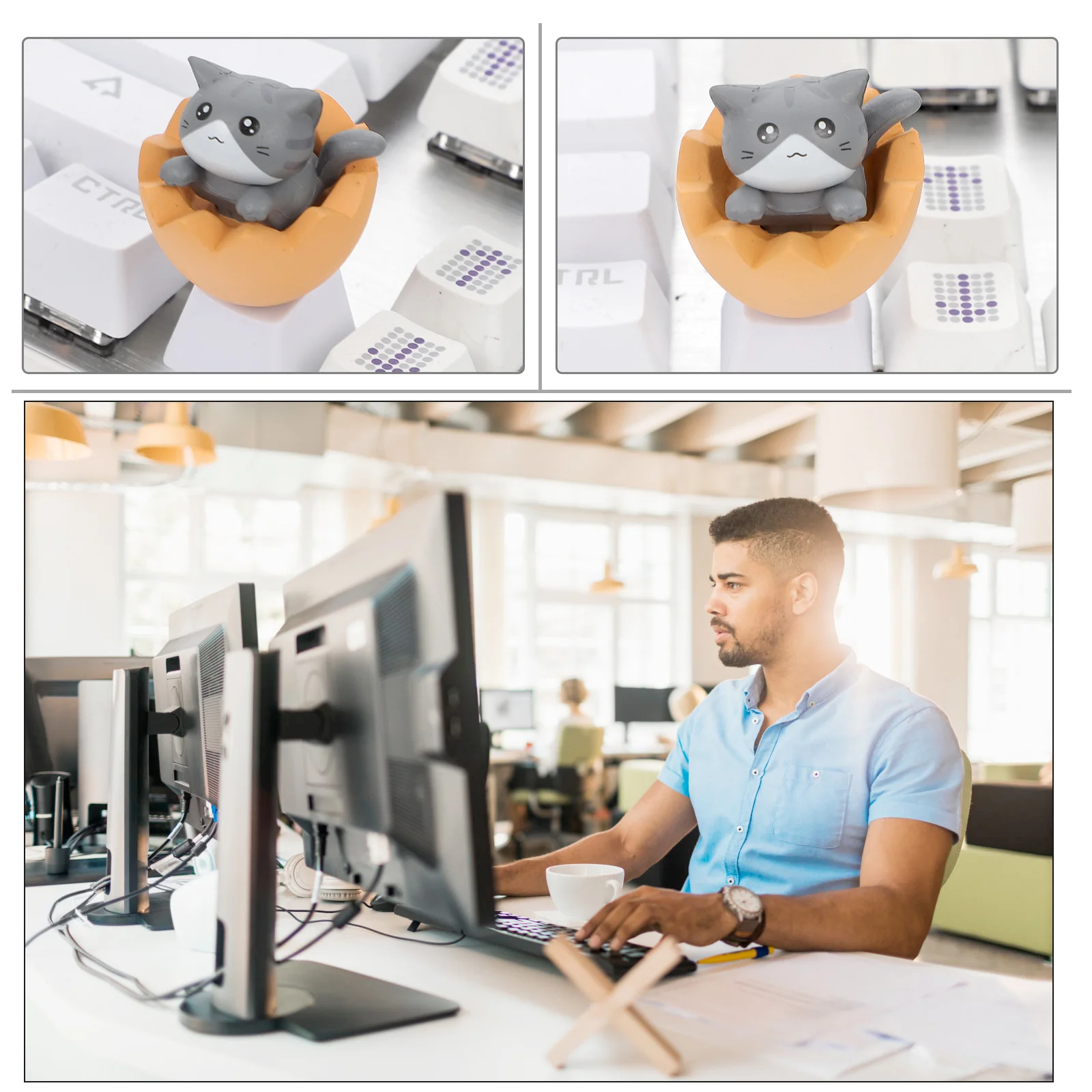 

Cute Cat In Box R4 Profile Keycaps Replacement Mechanical Keyboard Adorable Fun Design Comfortable Lightweight Easy Install