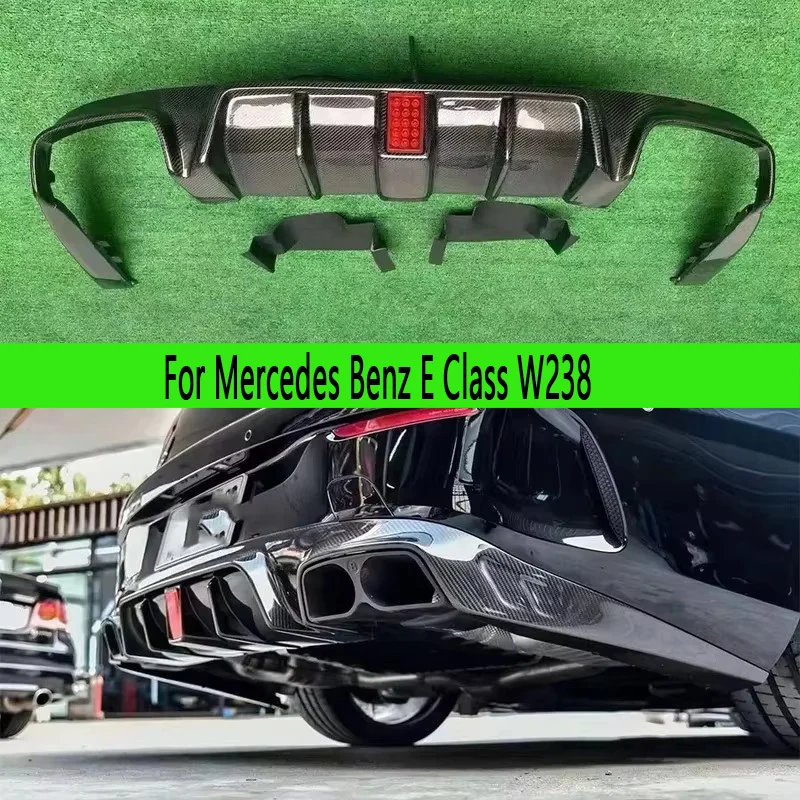 

Для Mercedes Benz E Class W238 E63 E260 E300 2015-2022 автомобильный задний бампер из углеродного волокна, диффузор, задние сплиттеры, спойлер, задняя губа