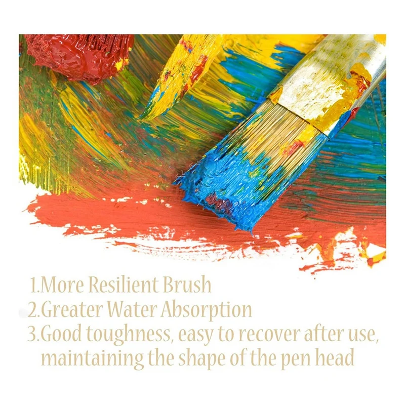 Set kuas cat 25 buah, kuas gagang kayu dengan wadah sikat kanvas, lukisan minyak profesional, akrilik dan cat air