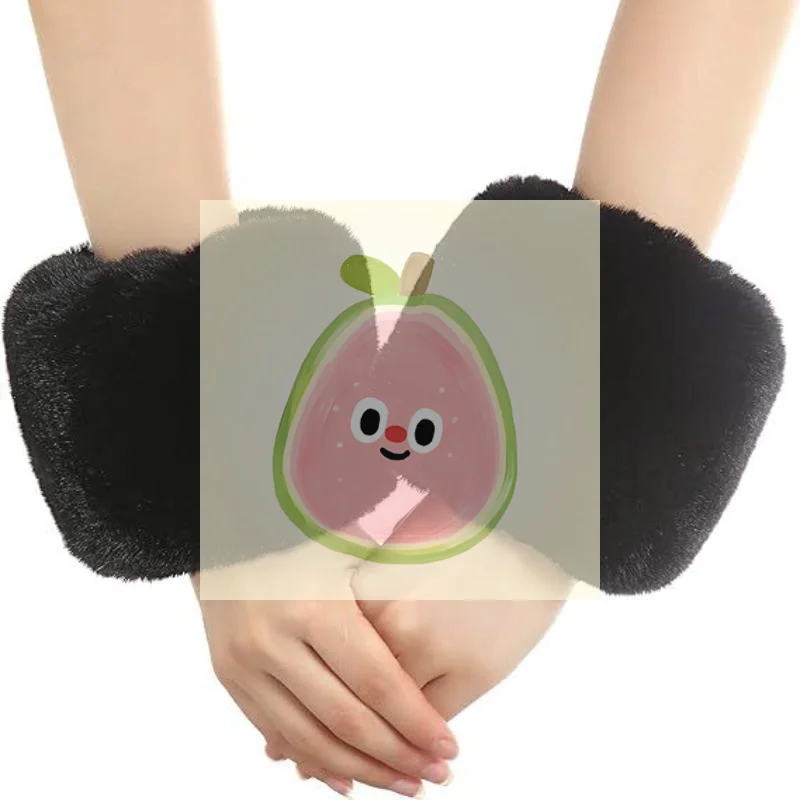 

Женские зимние холодные теплые эластичные манжеты на запястьях из искусственного меха, декоративные манжеты на запястье, женские однотонные грелки для рук, плюшевая защита на запястье