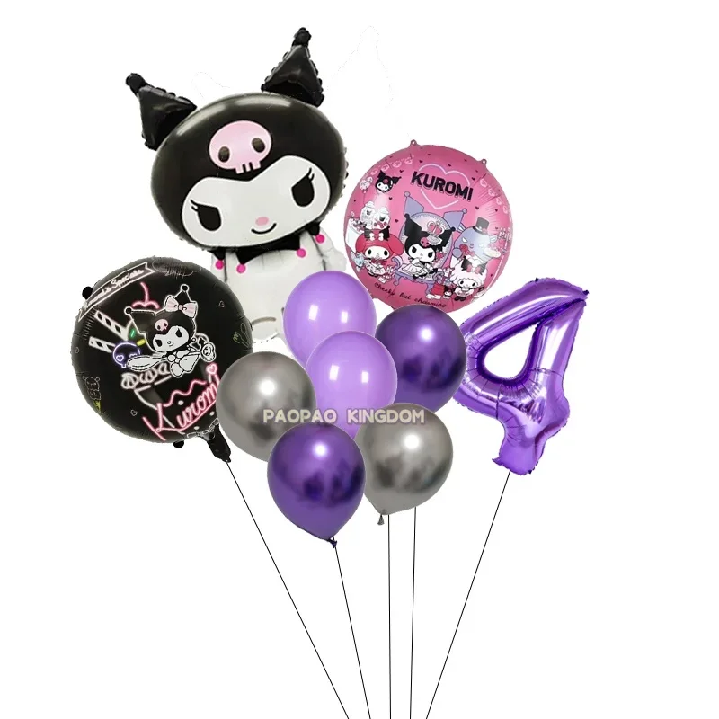 Cartoon Kuromi My Melody Themen-Folienballons Set Latexballons Kindergeburtstagsparty Dekoration Zahlenballon Globos – Detail 37