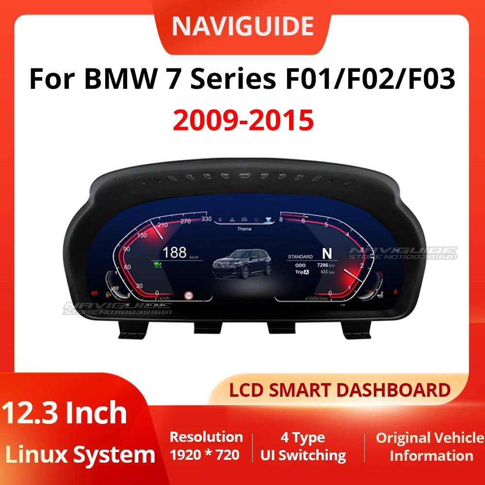 NAVIGUDE 12.3'' Digital Instrument Cluster for BMW 7 Series F01/F02/F03 2009-2015 CIC/NBT Linux System Speedometer Car Dashboard