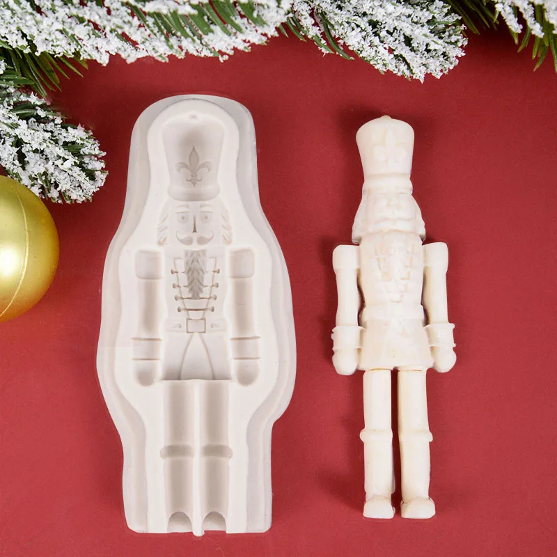 3D Christmas Nutcracker Soldier Silicone Molds Christmas Fondant Cookie Mould For Xmas New Year Party Cake Decor Navidad Gifts