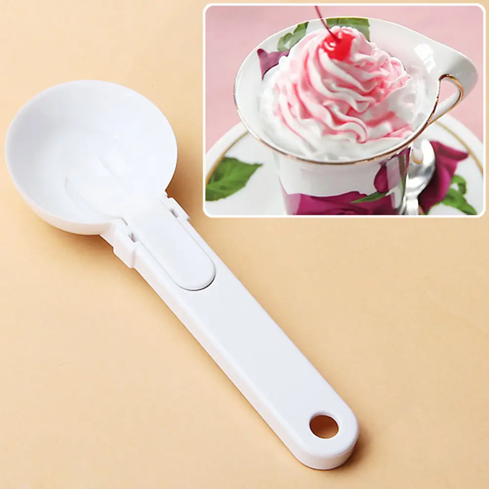 Folding White Ice Cream Spoon for Desserts Yogurt Ice Cream Scoop Party Wedding Holiday Family Gathering Recyclable