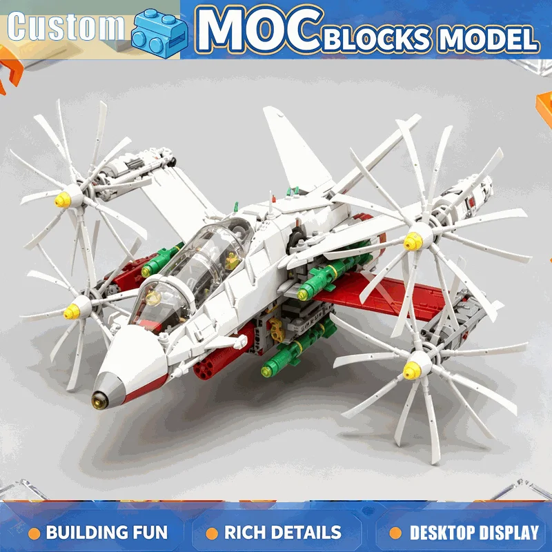 4934PCS Tilting Rotor Aircraft Building Blocks Futuristic Aviation Model DIY Assembly Brick Set Creative Display Collection Gift