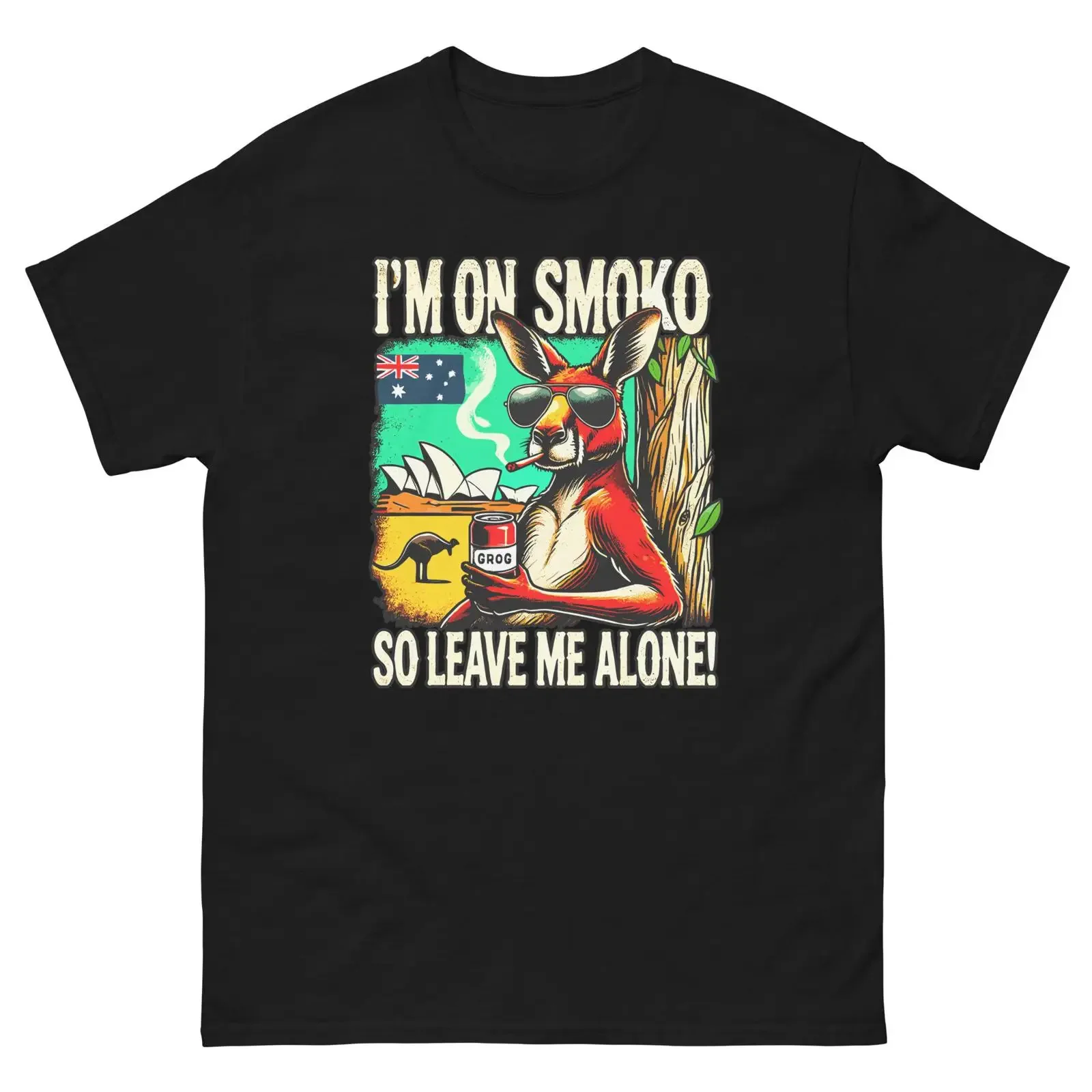 Im On Smoko Kangaroo T Shirt Fun Sydney Opera House Design vintage Washed graphic Stylish streetwear Versatile