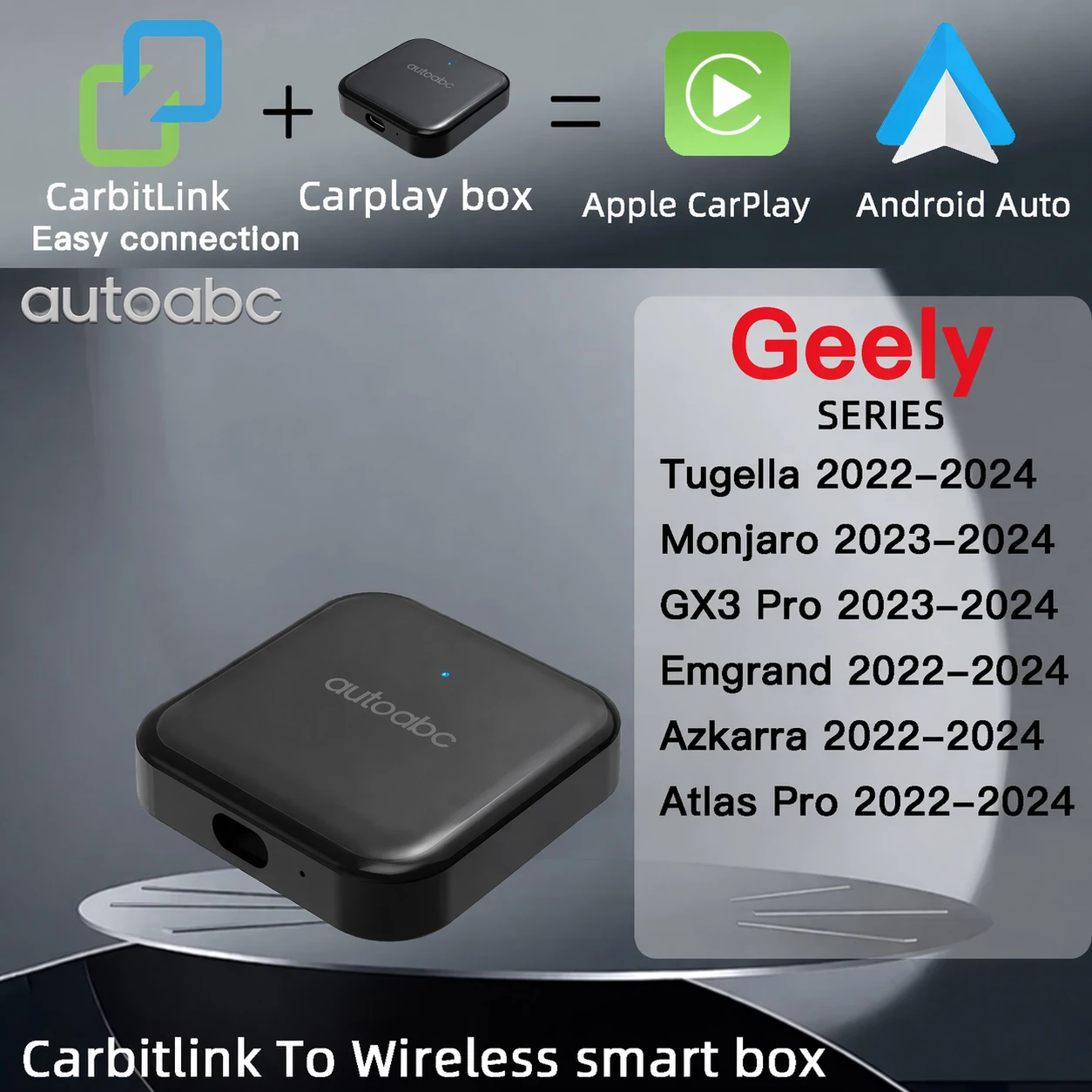 

Carbitlink Easylink Easyconnection To Wireless CarPlay Android Auto 2 in 1 Adapter Plug & Play Auto Connect Fit for Chinese Car