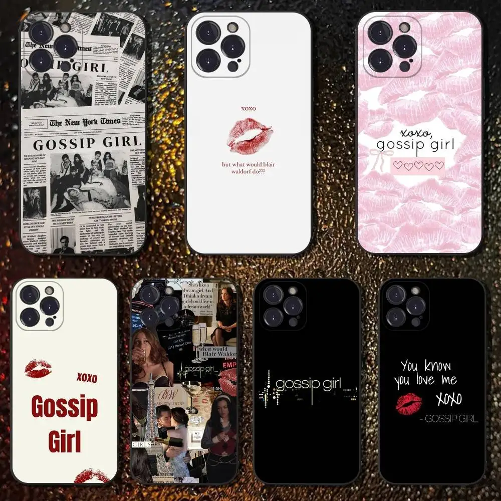 

G-Gossip Girl show Phone Case For iPhone 16,15,14,13,12,11 Plus,Pro Max,XS,X,XR,SE,Mini,8,7,Soft Silicone Black Cover