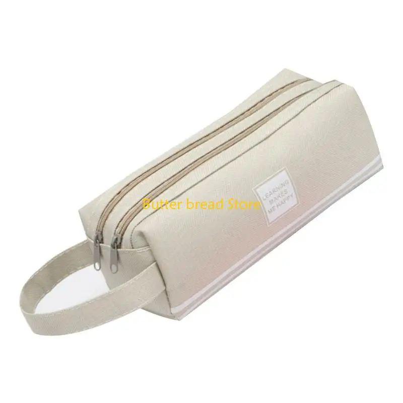 W89c bolsa lápis capacidade, bolsa lona camada dupla, bolsa armazenamento cosméticos para viagem, para