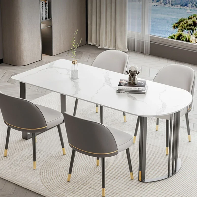 Garage Metalen Eettafel Marmeren Stands Grote Design Eettafel Italië Elegante Moderne Tafel Een Kribbe Ergonomisch Uniek Meubilair