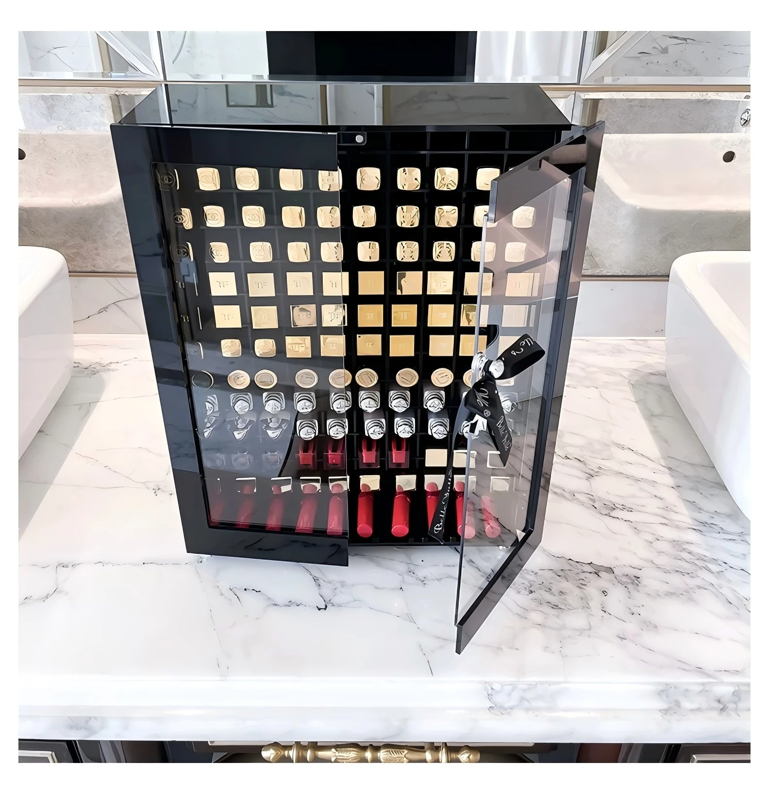Acrylic dustproof lipstick long lip glaze large capacity storage box gift makeup box jewelry box
