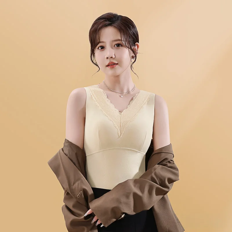 

Double-Sided Fleece Warm Vest Women's Innerwear Outerwear Large Size Thermal Underwear Breathable Comfortable Polyester Fiber