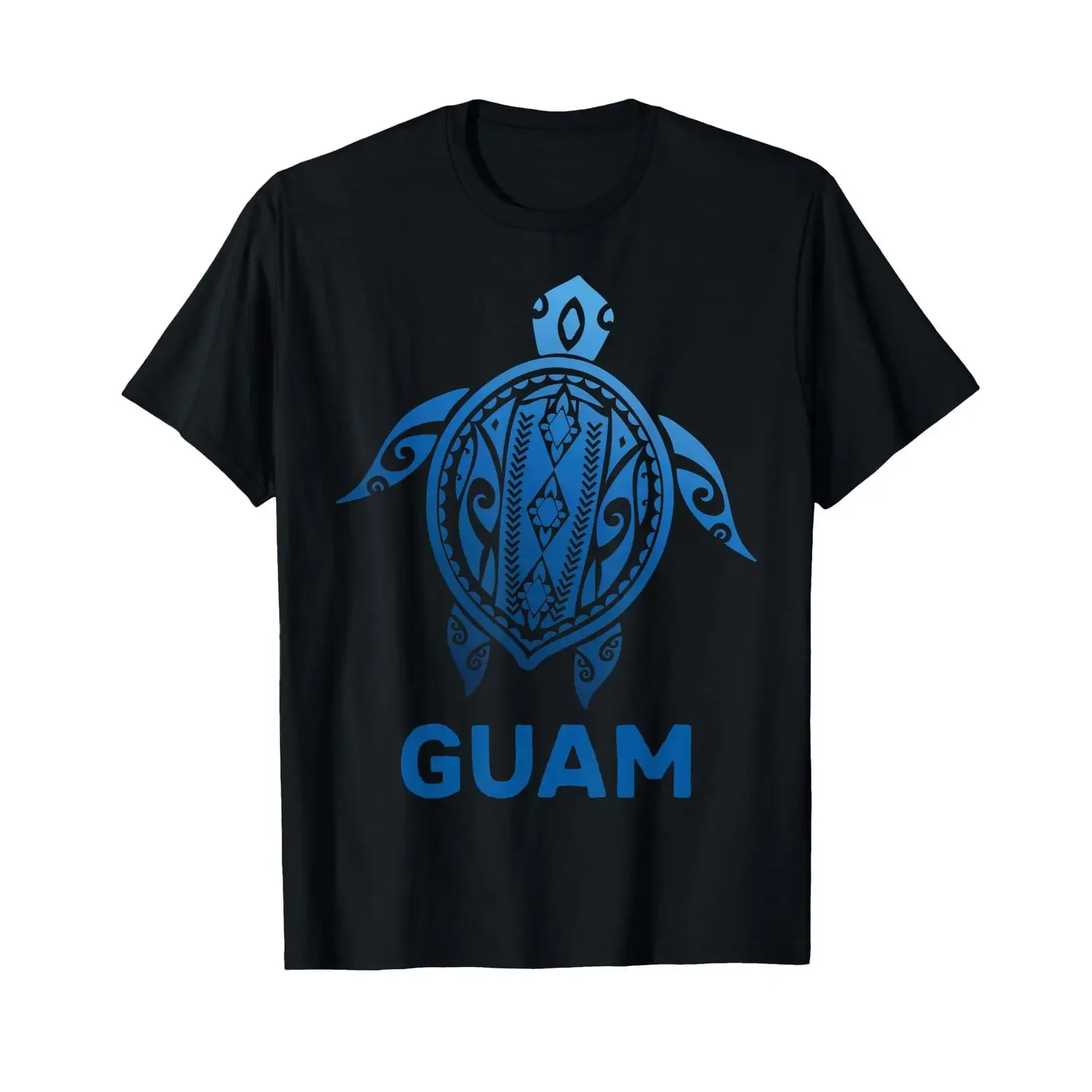 T-shirt Souvenir Tatouage Tribal de Guam Tortue Bleue, Graphique Vintage Délavé, Mode Polyvalente Homme Décontracté