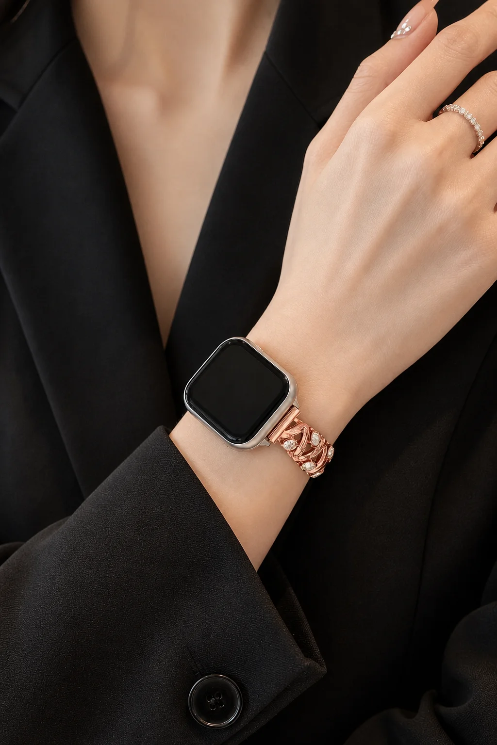 Light luxury fashion metal watch strap compatible with iWatch strap 38mm 40mm 41mm 42mm 44mm 45mm 49mm handmade watch strap