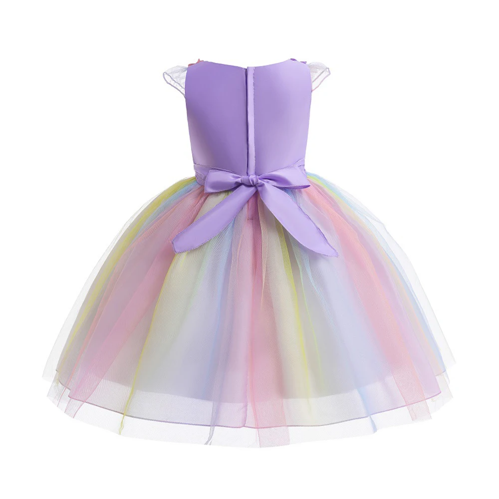 Einhorn-Kleid für Mädchen, Buchwochen-Kostüm, Kinder-Regenbogen-Kleid, Buntes Sommerkleid, Festliches Geburtstagskleid, Prinzessinnen-Halloween-Kostüm – Detail 3