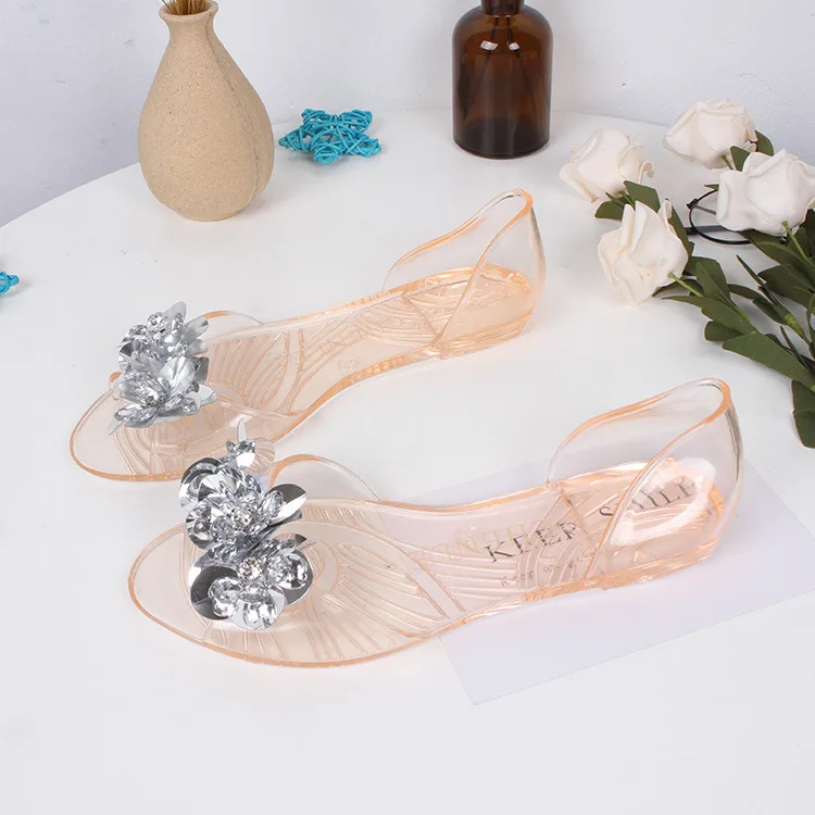 2026 Sommer Damenschuhe Sandalen Pantoletten Prinzessin Schleife Kristall Transparente Jelly Weiche Schuhe Femme Flache Strandsandalen für Damen – Detail 12