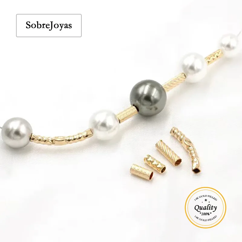 

14-каратное золото, вырезанная трубка, простые гладкие изогнутые трубки с лапшой, бусины для изготовления ювелирных изделий, позолоченный браслет, трубчатая бусина