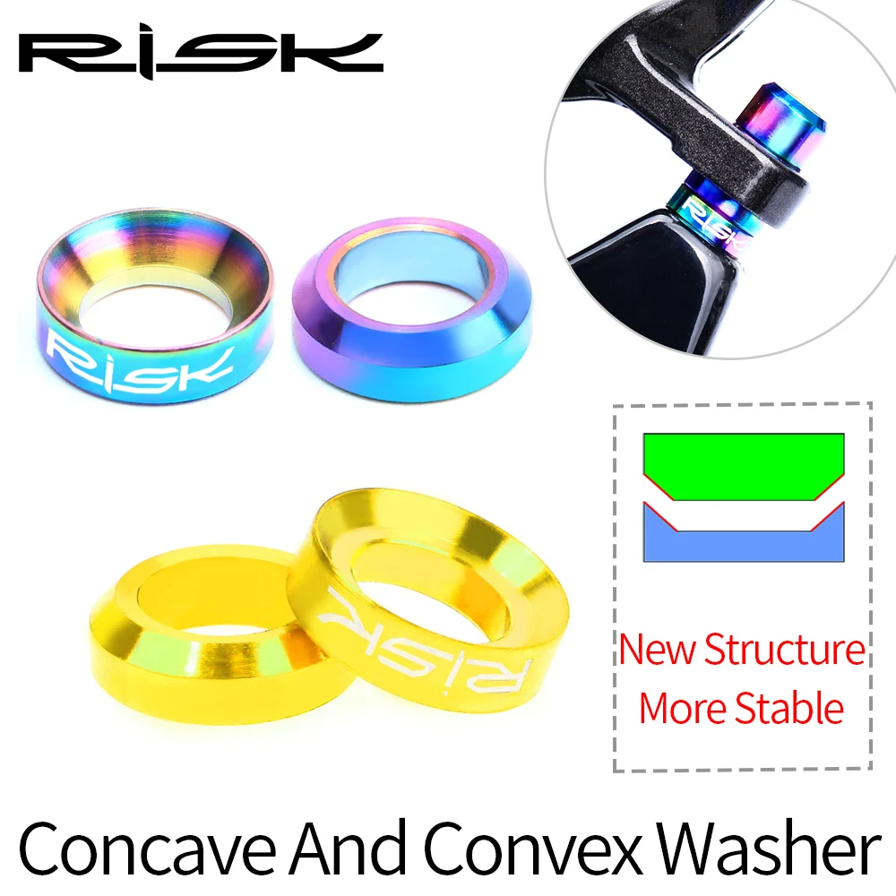 2pairs RISK Mountain BMX Bike Bicycle Titanium M6 Concave and Convex Washer Spacer For Disc Brake Caliper Group