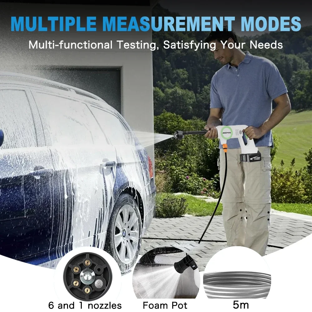 6 IN 1 Nozzle 60 BAR High Pressure Car Washer Electric Washing Gun Portable Rechargeable Mini Washing for Makita 18V Battery