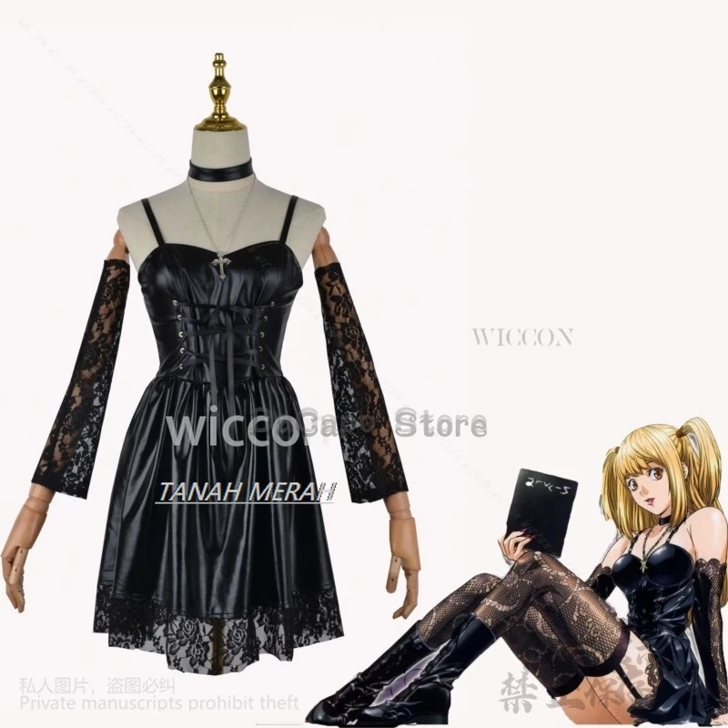 Anime Death Cosplay Misa Amane Note Costumes Sexy Dress Necklace Lace Sleeves Stockings Women Uniforms Halloween Cos Wigs