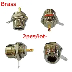 2PCS N Type Female Jack Bulkhead Panel Mount Socket Connector L16 N Female Bulkhead Panel Solder Chassis Coaxial Brass Copper RF