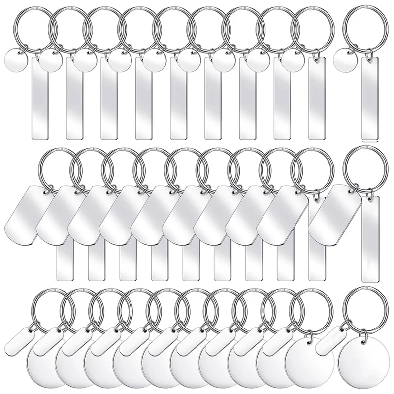 

30Pcs Engravable Metal Keychain Metal Stamping Blanks For Engraving Stainless Steel Blank Key Ring Tags,Stamping Tags