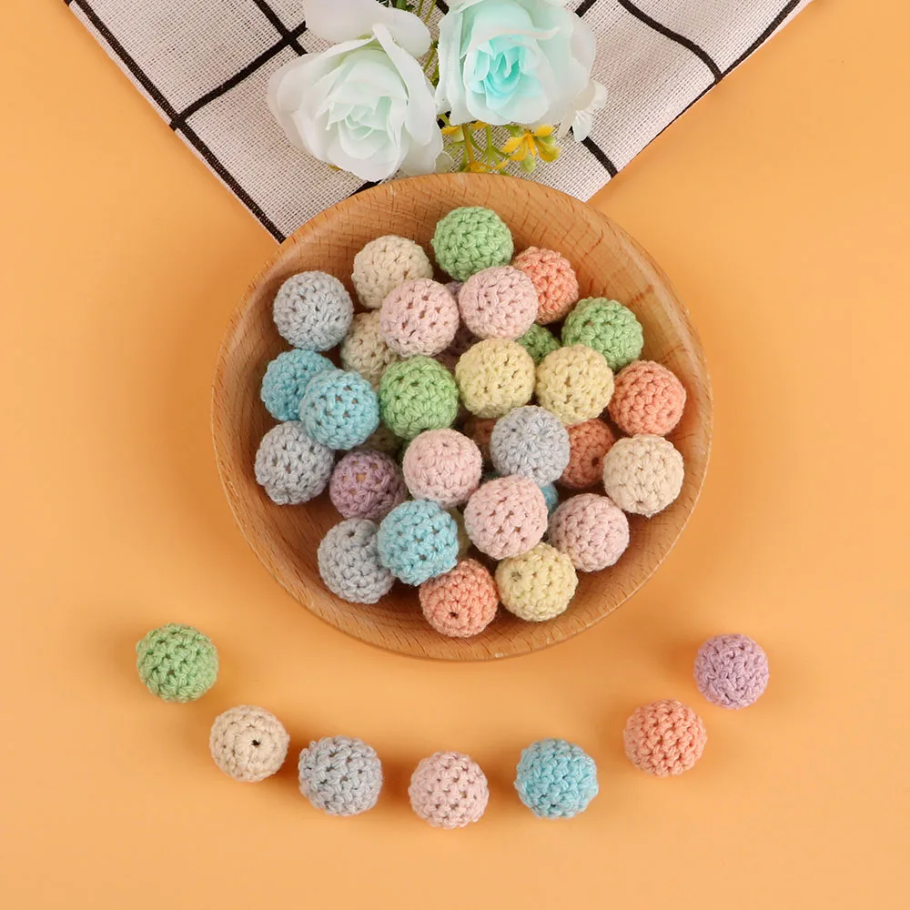 15Pcs 16/20MM Balls Crochet Round Wooden Beads Set DIY For Making Jewelry Bracelet Necklace Earrings Pacifier Chain Accessories