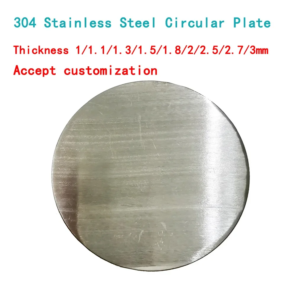 Thickness 1-3mm 304 Stainless Steel Circular Plate Holeless Flat Disk Sheet Solid Round Plates CNC Metal Gasket Diameter 6-300mm