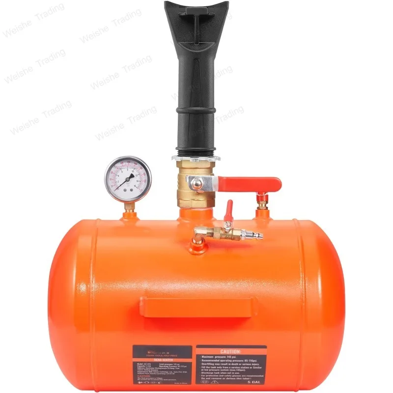 

Tire Bead Seater, 5 Gal/19L Air Tire Bead Blaster with Pressure Gauge & Handle, 145 PSI Seating Tool Inflator Tank,