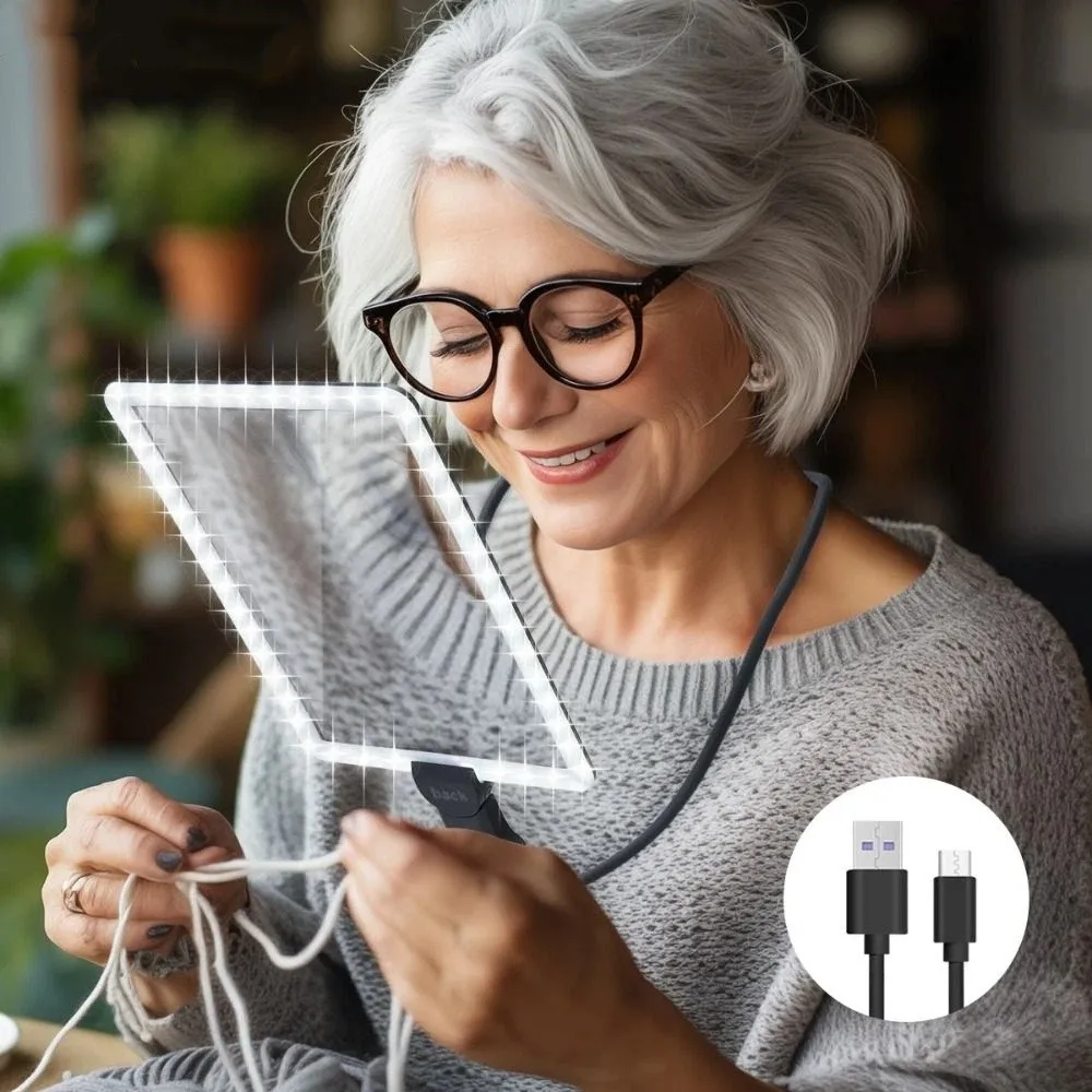 

Увеличительное стекло 3-в-1 с подсветкой (50 LED), большое зеркало, полностраничная лупа, ручная, настольная, с креплением на шею