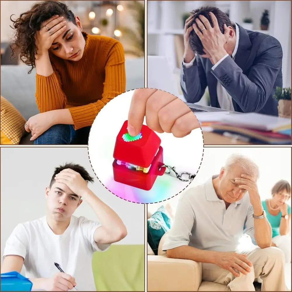 

RGB Lighting Keyboard Key Decompression Stress Relief Fidget Keychain Fidget Sensory Fun LED Light Fidget Keyboard Clicker
