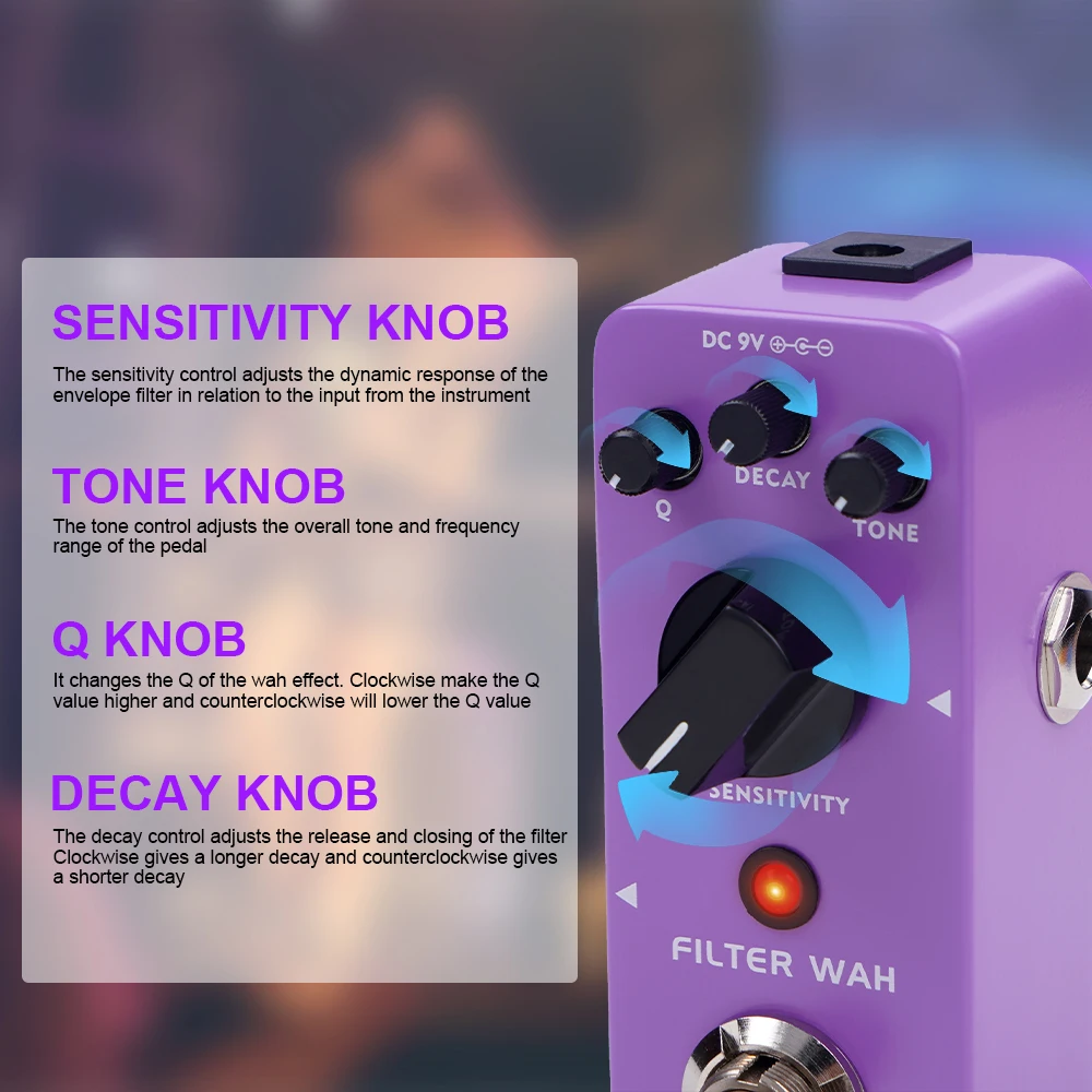 JOYO AITONE Series AT-08 Wah دواسة الدائرة التناظرية النقية الديناميكية السيارات واه حجم دواسة لباس الغيتار الكهربائي