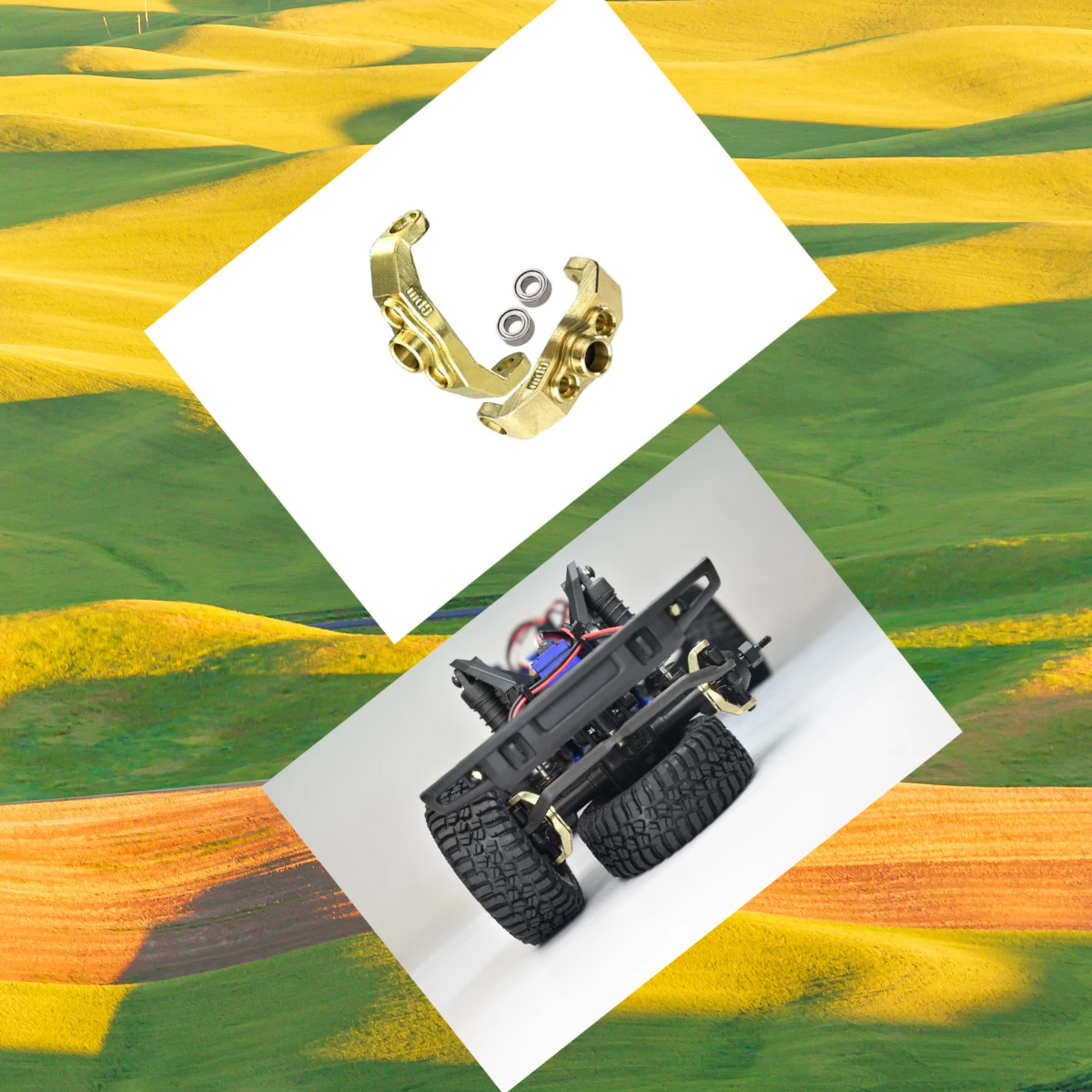 Zestaw mosiężnych piast przednich GPM TRAXXAS 1/18 TRX-4M Ford Bronc Land Rover Defender 97054-1