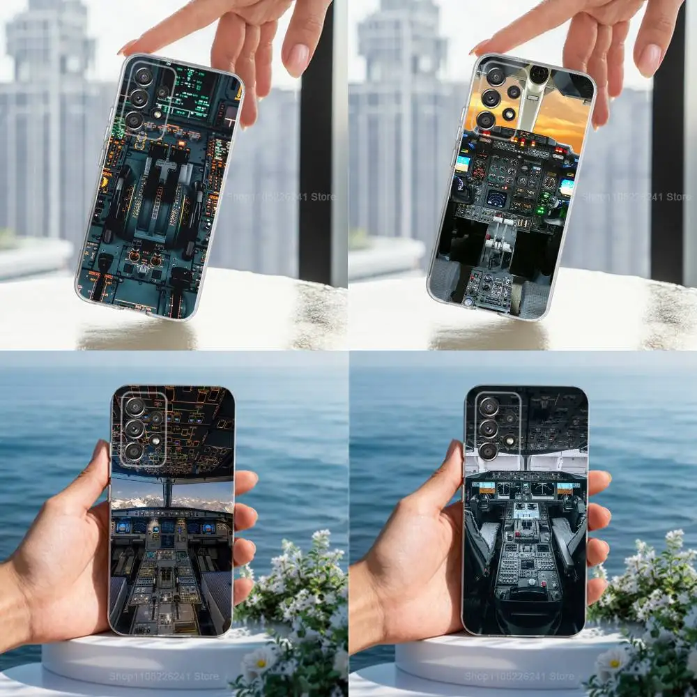 Instrumentos de arte de aviação para Samsung A30,71,51, S9,10,20, Ultra, S22,23,21,PIus,FE,Lite, Transparente, Capa de silicone