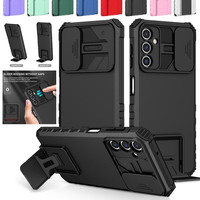 Armor Case For Samsung Galaxy A15 5G A25 A35 A55 A05 A05S A14 A24 A34 A54 Cover Slide Protective Lens Kickstand Coque Fundas