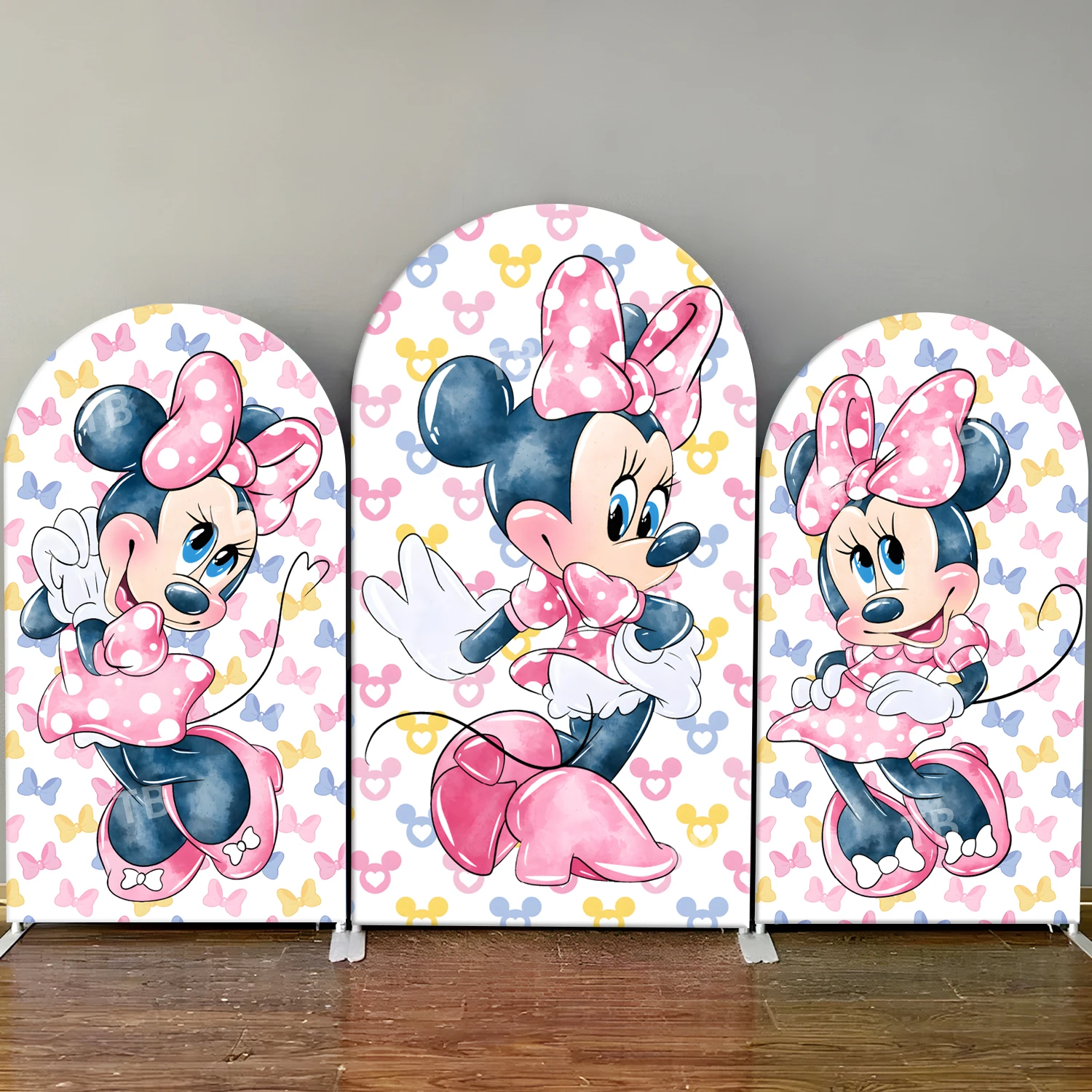 

Disney Minnie Arch Backdrop Cover Pink Girls Birthday Baby Shower Party Decor Cartoon Chiara Wall Photography Background
