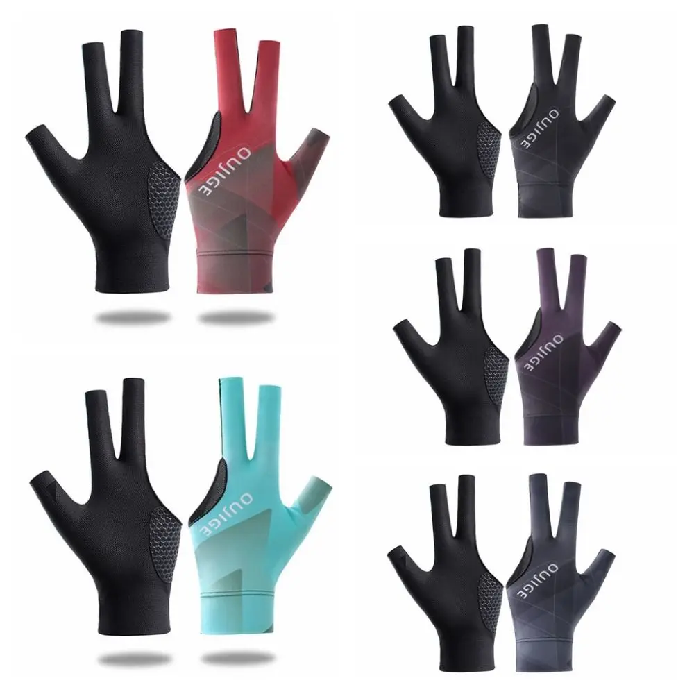 Anti-sweat Billiards Gloves Elasticity Non-slip Open 3 Fingers Gloves Breathable High Elastic Single Piece Billiards Gloves Man