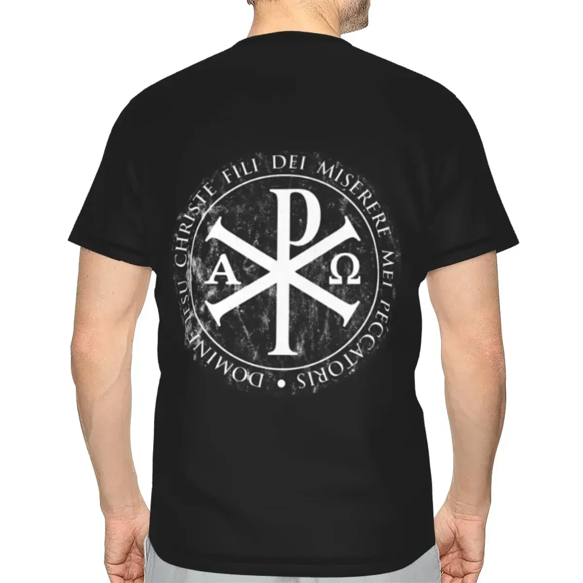 polyester Chirho, Chi Rho, Christogram, Jesus T-Shirt Men's Funny T Shirt Men Crew Neck Summer Shirts Tops