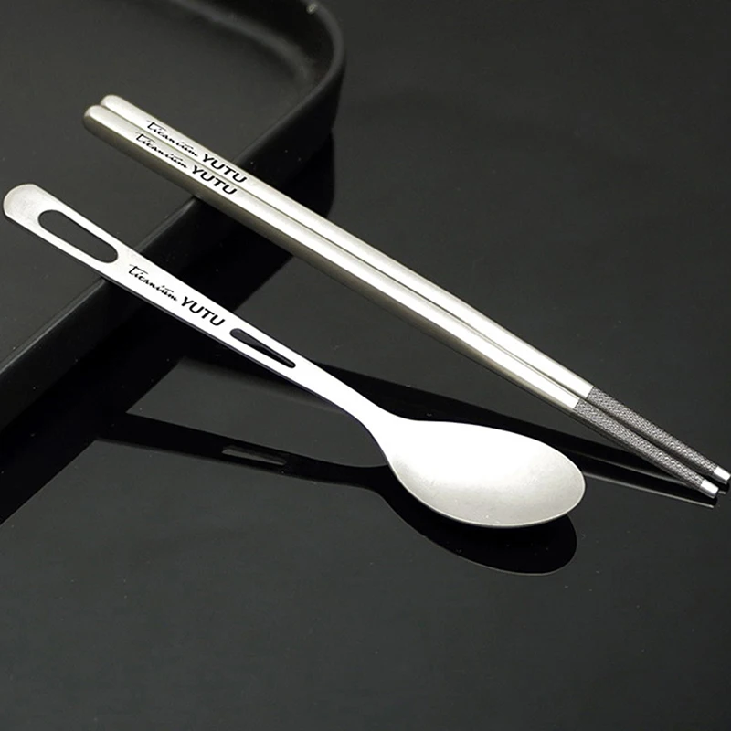 

Набор посуды из чистого титана, бытовой матовый нож и вилка, ложка, палочки для еды, портативный набор ножей и вилок для путешествий, кемпинга