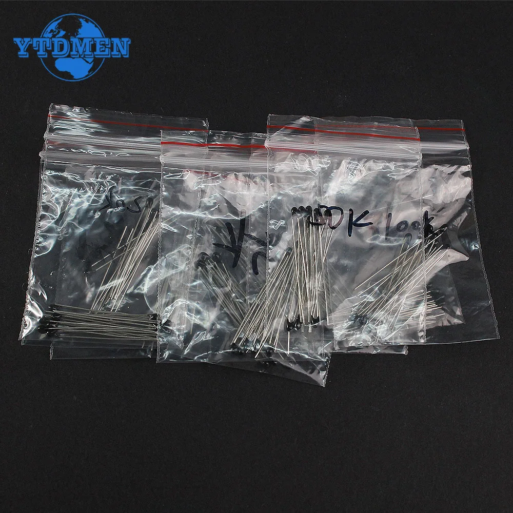 100PCS NTC-MF52AT NTC Thermistor 10 Values Assortment Kit MF52AT Thermal Resistor 1K 2K 3K 4.7K 5K 10K 20K 47K 50K 100K 3590 5%