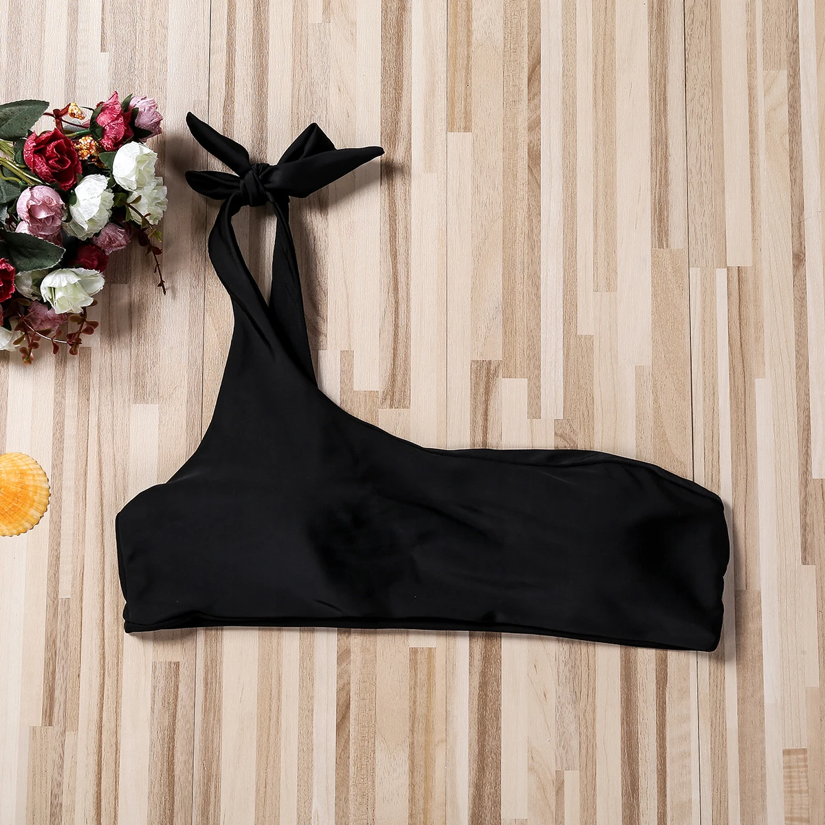 여성용 싱글 숄더 매듭 짧은 탑 수영복, 비치웨어 분리 탑, 비키니 비키니 수영복, 2024 패션