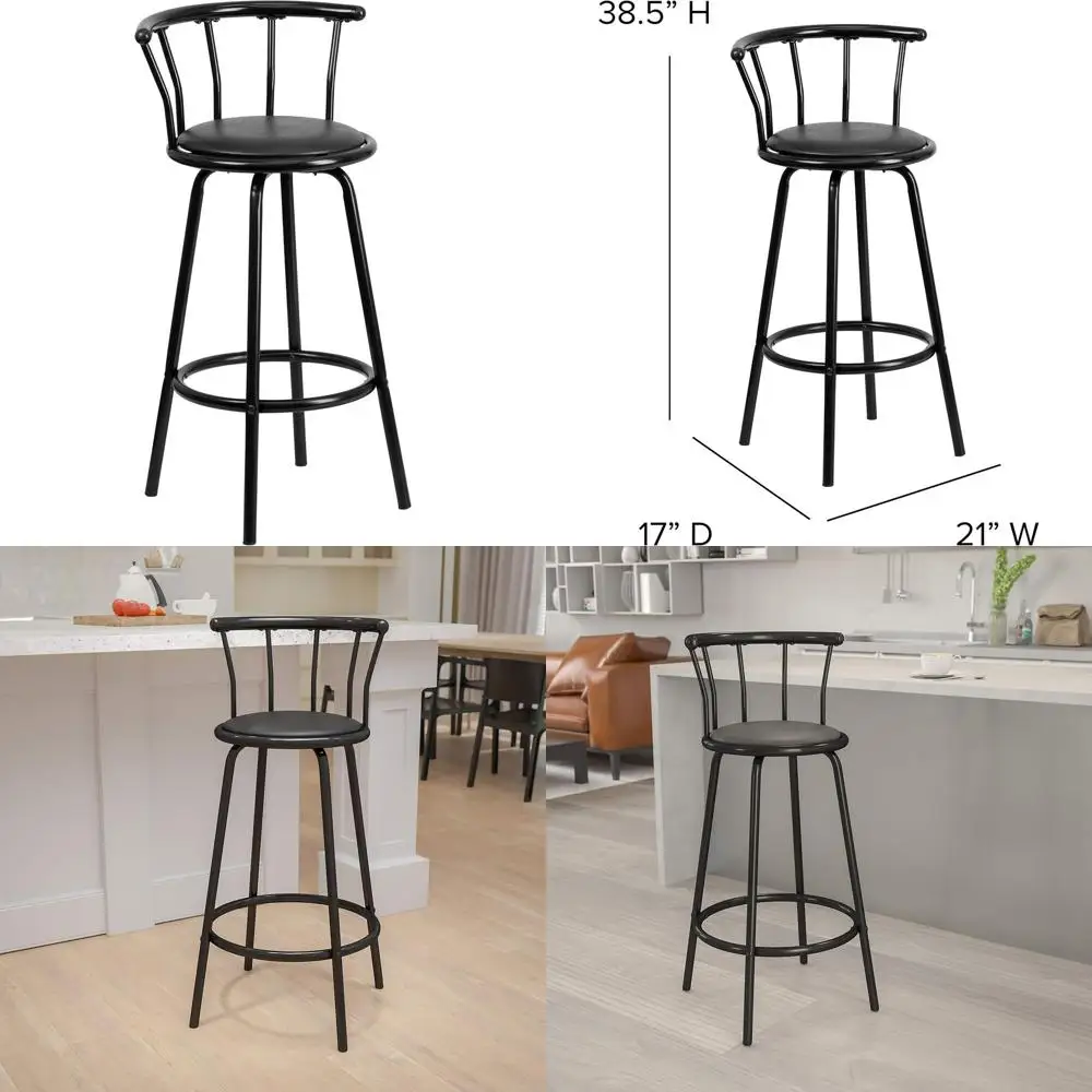 

Black Metal Barstool with Swivel Vinyl Seat, Adjustable Height for Kitchen Counter or Bar nordic furniture chair taburete