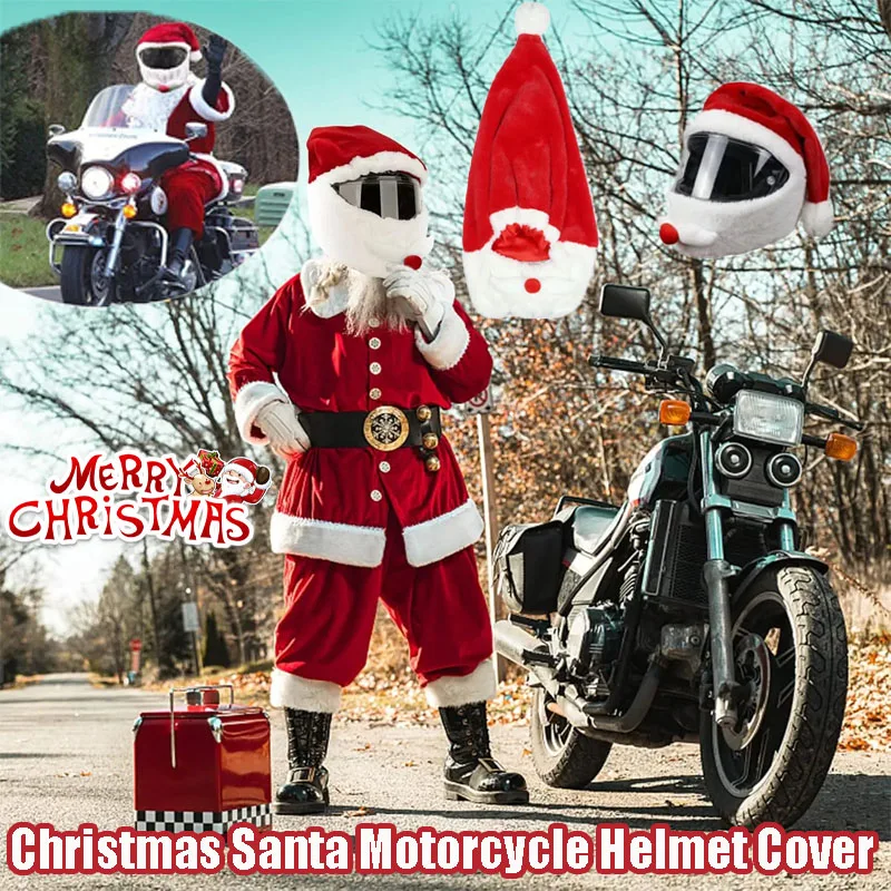 

Чехол для мотоциклетного шлема Санта-Клауса, декор для шлема на Рождество, езда на велосипеде, анфас, рождественский подарок, чехол для шлема