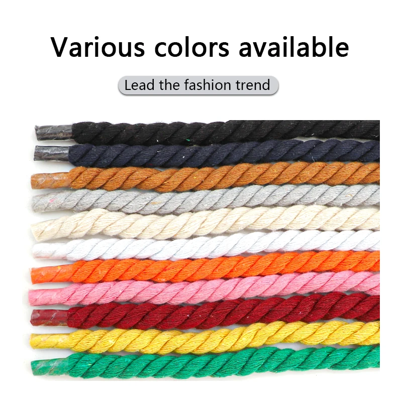 Round Shoelaces for Sneakers Quality Colorful 1CM Thicker Cotton Linen Weaving Bold Shoelace Running Sneakers Boots Shoe Laces