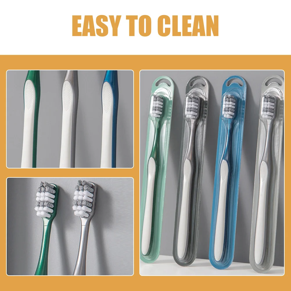 8Pcs Hard Bristle Toothbrushes for Men Deep Cleaning Manual Travel Toothbrush Lightweight Portable Adult Brushing for Camping