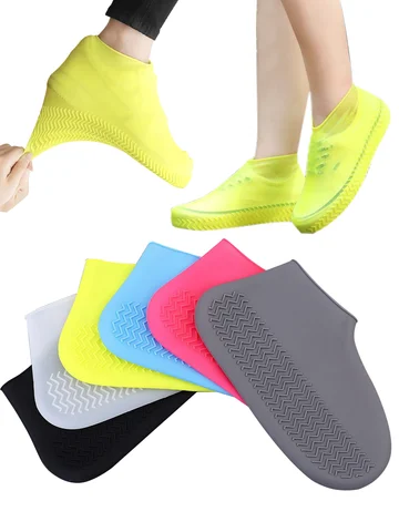 Reusable Waterproof Rain Shoes Covers Silicone Outdoor Shoe Covers Walking Shoes Latex Shoe Covers Non-slip Rain Boots Covers