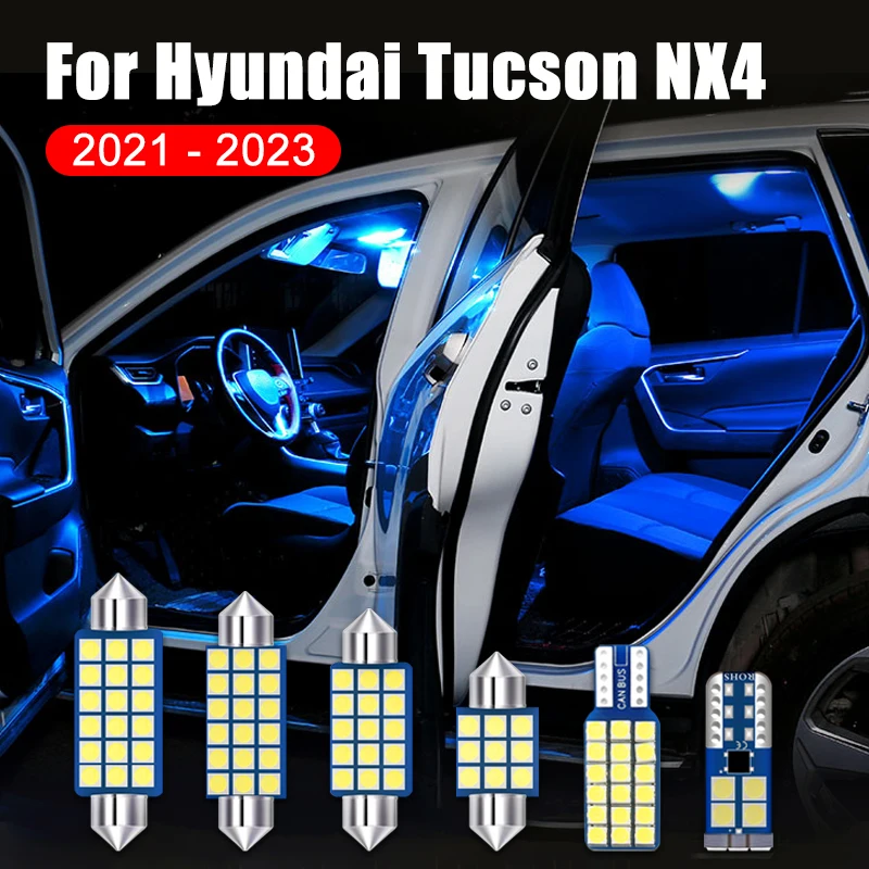 For Hyundai Tucson NX4 2021 2022 2023 12PCS LED Car Dome Reading Lights Vanity Mirror Glove Box Bulbs Trunk License Plate Lamps