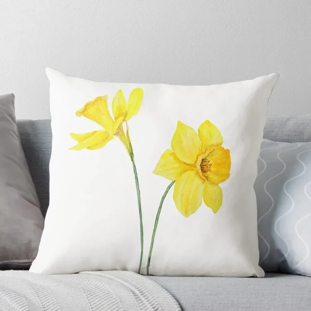 yellow daffodils watercolor painting Throw Pillow Cushions For Decorative Sofa Bed pillowcases Cushions Cover pillow